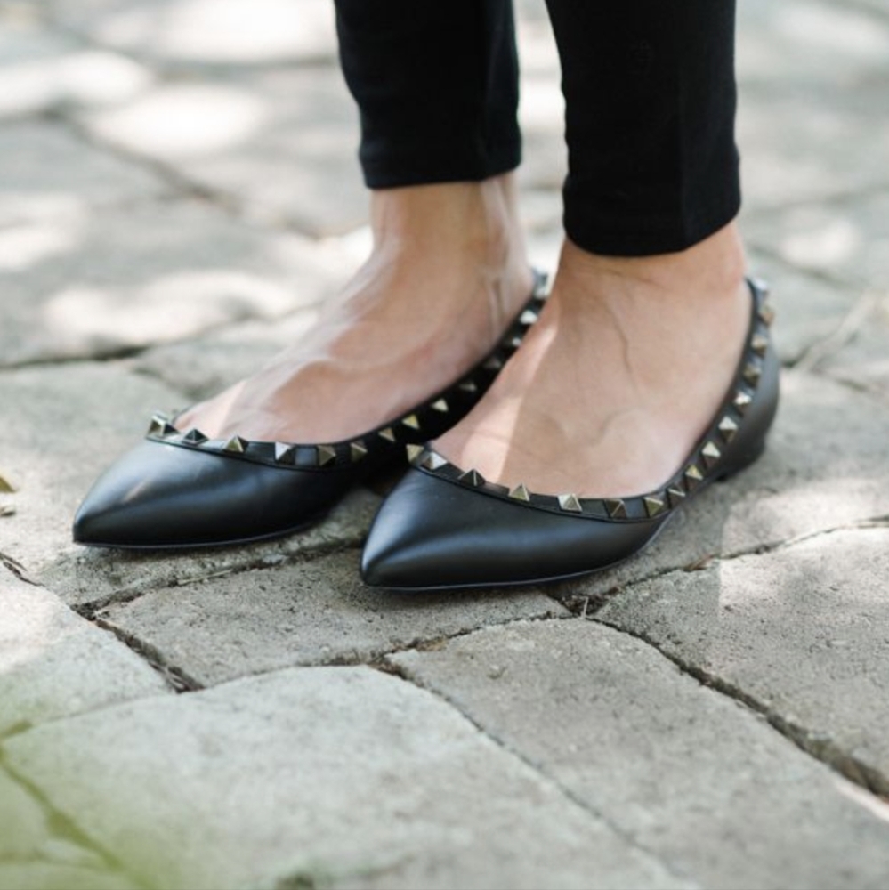$600 DIRECT Authentic Valentino Rockstud Spike SO Black flats size 40